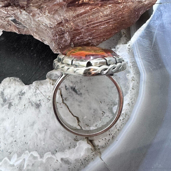 Sterling Southwestern Style Teardrop Moroccan Seam Agate Ring S 6.5 For Women - Picture 8 of 10